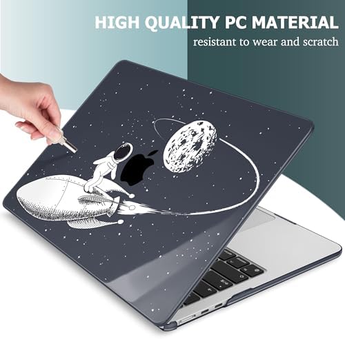 Mektron for 2026/2025/2024/2023 MacBook Air 15 INCH M5 A3448 /M4 A3241 /M3 A3114 /M2 A2941 Case, Printed Plastic Hard Shell Cover with 15.3" Liquid Retina Display Touch ID, Astronauts - Image 4