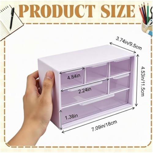 Briwooody 6 Pack Small Drawer Organizer Stackable Desktop Storage, Purple - Image 3