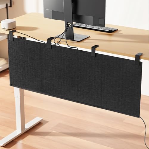 No Drill Under Desk Cable Management Privacy Panel,47.2" Felt Modesty Panel - Image 4