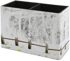 PU Leather Multi-Compartment Pen Holder Desktop Organizer Pencil Cup Storage Caddy for Office Home Supplies Winter Snow Covered The Forest, Wooden Houses in The Woods - Image 7