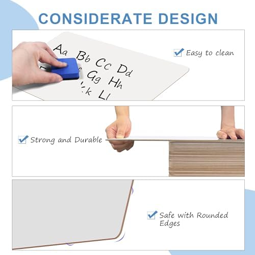 26 Pack Dry Erase Boards, 9"x12" Double Sided Easel Personal Small Whiteboards for Kids, Education Teacher Classroom Bulk, Mini Portable Handheld Drawing Writing White Boards Lapboards for Students - Image 5