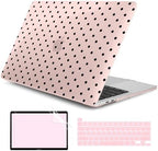 DONGKE Case for MacBook Pro 13 Inch (2026-2020 Models A2338 M2 M1/A2251/A2289), Chalk Pink Polka Dots Hard Shell Case with Keyboard Protector, Compatible with Retina Display and Touch Bar by DONGKE