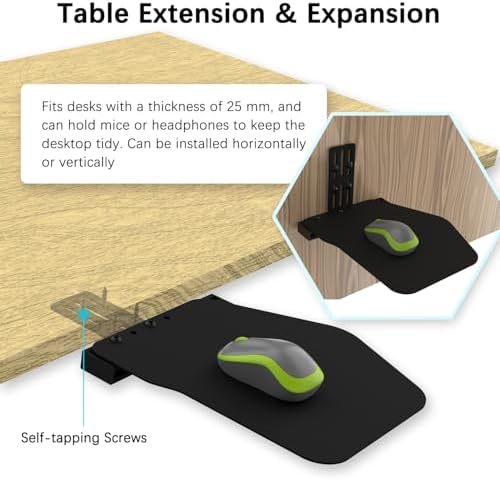 EG STARTS 1x Metal Extend Mouse Pad Holder Platform, Adjustable Horizontally & Height for Desk & Chair Extend Metal Computer Mouse Desk Mount Pads, Flight Joystick Mount Extension Attachment - Image 3