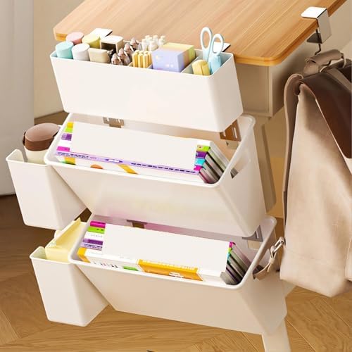 3,Desk Side Storage, Under Desk Laptop Mount, Table Side Hanging File Organizer, No Drill Clamp On Cable Management Tray, Laptop Holder with Pen Holder for Office and Home by Unknown
