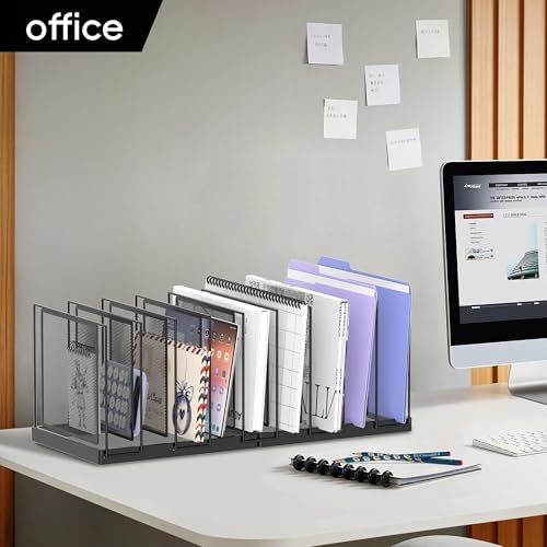 9-Section Desk File Organizer, Vertical File Holder, Mesh Desktop File Folder Metal File Organizer Stand for Office Home Classroom, Black, 2 Pack - Image 7
