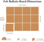 48" x 36" Large Felt Bulletin Board, Bold-Stripe 12-Pack Cork Boards | Fabric Bulletin Board with 60 Adhesive Tabs, 50 Pushpins, Felt Wall Tiles for Office Push Pin Board Felt Board, Creamy Coffee - Image 3