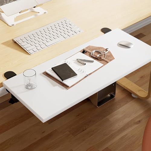 Desk Extender 24‘’ x 12 Inch Foldable Table Extension Folding Wall Table Keyboard Extender for Desk Clamp-on Shelf for Dorm Bunk, Office, Kitchen Bar, RV Countertop, Laundry Room (White) by AUTOHJ