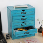 Small Wooden Drawers Wooden Box with Drawer, Blue 5 Wood Drawer - Image 5