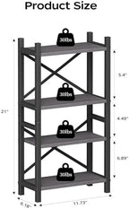 2-Pack Desktop Bookshelf, 4-Tier Stackable Narrow Bookcase, Adjustable Industrial Desk Organizer & Hutch - Rustic Brown Wood Desktop Book Organizer for Living Room, Bedroom & Home Office - Image 3