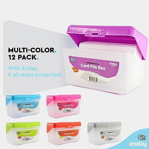 Emraw Index Card holder Case 3" X 5", ideal box card holder for Filing Notes, Addresses & Recipes. Holds Up to 250 Cards, Grey, Pink, Purple, Blue (Pack of 12) - Image 4