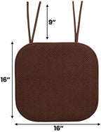 Sweet Home Collection Chair Cushion Memory Foam Pads with Ties Honeycomb Pattern Slip Non Skid Rubber Back Rounded Square 16" x 16" Seat Cover, 6 Pack, Chocolate Brown 6 Pack - Image 3