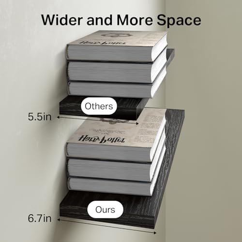 BAYKA Black Floating Shelves 22.5in, Set of 3, Wall Mounted for Wall Decor - Image 6
