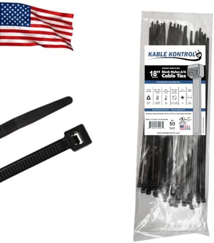 Kable Kontrol Made in USA Cable Ties, 18 Inch 50 Pcs, 120 Lbs Test – Black by KABLEKONTROL%C2%AE
