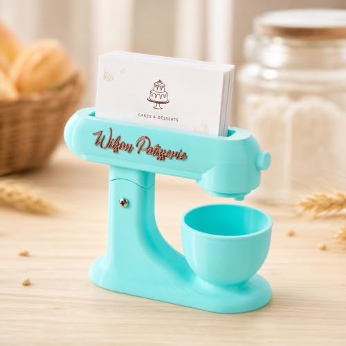 CALLIE Personalized Business Card Holder, Custom 3D Printed Stand Mixer Business Card Display Stand with Name, Desk Decor Birthday Gift for Bakery Staff Chef by callie