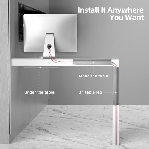 YECAYE 94.2 in Cable Management Under Desk,Easy Install Adhesive Mount Cord Hider,Cord Organizer,Wire Management,Wire Hider for Office Organization,Child & Pet Proof,Grey (Pack of 2) - Image 3