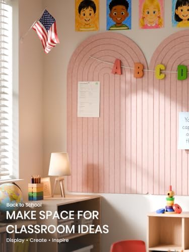 Large Arched Felt Bulletin Board 47.2''×25.5'', Pink - Image 7