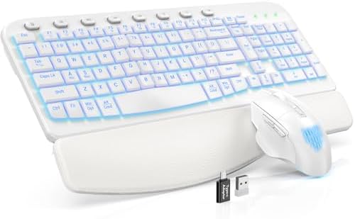 SABLUTE Wireless Keyboard and Mouse Combo, Ergonomic Wave with Wrist Rest by SABLUTE