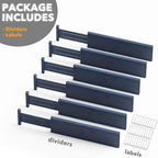 SpaceAid Bamboo Dresser Drawer Dividers 6 Pack, 4.65“ High Adjustable 17“-22” Drawer Organizers, Expandable Organization for Clothing, Clothes, Dressers, Navy Blue - Image 7