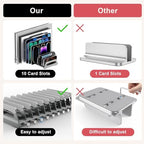 Elestoria 10-Slot Vertical Laptop Stand & Holder – Adjustable Aluminum Laptop Stand Vertical for Desk Fits 10 Devices, MacBook & Gaming Laptops (Up to 17.3”) – Space Saving Laptop Storage Rack - Grey - Image 3