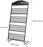 4-Tier Magazine Stand, 24.8'' Wide Iron Brochure Holder, Metal Newspaper & Literature Display Rack for Office, Waiting Room, Lobby, Classroom & Retail Store - Image 2