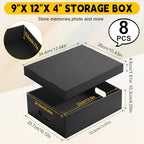 AOBOPLE 8 Pack Photo Storage Box,9" x 12" x 4" Archival Storage Box with Lids,Protective Storage Box for Photo,Pictures,9x12 Documents, Keepsakes and Jewelry Home and Office Organizer - Image 2