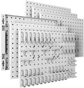 Spampur Peg Board, 6 Pack Metal Pegboard Panels with 50 Hooks by Spampur