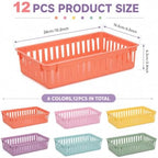 gisgfim 12 Pack Plastic Classroom Baskets for School Supplies, Pastel - Image 2