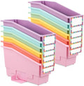gisgfim 12 Pcs Non-Tip Book Bins with Stabilizer Wings (Pastel) by gisgfim