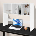 Desk Hutch with 4 Shelves Desktop Bookshelf Multi-Functional Desktop Organizer 2 Tire Desk Storage Shelf for Home Office (White) by Gbonklong