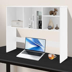 Desk Hutch with 4 Shelves Desktop Bookshelf Multi-Functional Desktop Organizer 2 Tire Desk Storage Shelf for Home Office (White) by Gbonklong