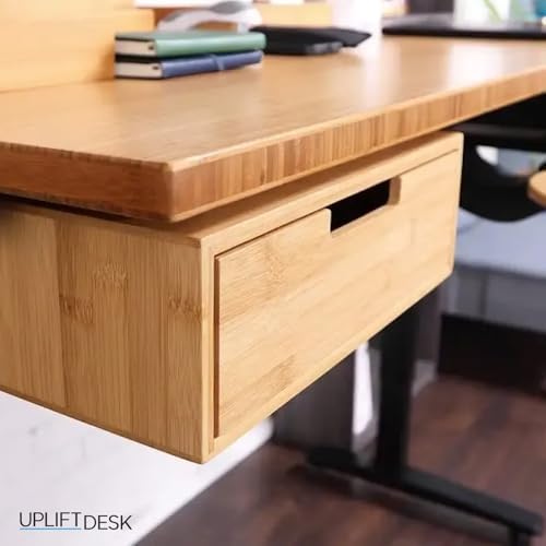 UPLIFT DESK Bamboo Under Desk Drawer – Desktop Storage with 17 lb Capacity and Safety Stop Slide, Undermount Drawer and Standing Desk Accessories for Home Office (Dark Bamboo) - Image 3