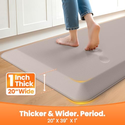1-Inch Thick Anti-Fatigue Mat for Kitchen and Standing Desk, 20"x39", Khaki - Image 2