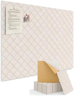 Kuchoow Bulletin Cork Board Large 47.2" x 35.4" Felt Notice Pinboard for Office Walls & Home, Self Adhesive 12 Pack Beige Decorative Bulletin Mood Board Corkboard for for Bedroom, Display, Memo, Photo by Kuchoow