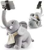 Phone Holder, Phone Mount with 360° Rotating Clip 45° Adjustable Trunk, Elephant Stuffed Animal with Ear Pockets Glasses Cloth Scarf & Back Headphone Fit, Cell Phone Holder for Desk Bed Sofa Car- Gray by Unknown