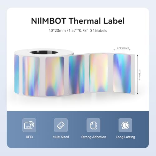 NIIMBOT M2/M3 Thermal Transfer Labels 3 Rolls 1.57" x 0.78" Holographic - Image 2