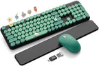 Wireless Keyboard and Mouse Combo, Cute Typewriter, Magnetic Wrist Rest by Trueque