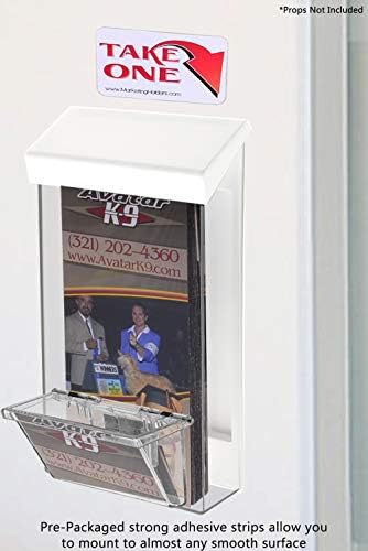 Marketing Holders Outdoor Brochure Holder for 4" x 9" Rack Cards and 3.5" x 2" with White Lid Wall Mount Outside Bin Business Cards Signs or Real Estate Box for Literature Clear Acrylic - Image 2
