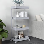 SPACELEAD 4 Tier Rolling Cart with Wheels, Storage Craft Art Trolley Organizer Serving, 3 Hanging Baskets Easy Assembly, for Office, Living Room, Kitchen - Image 6