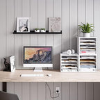 Ballucci File Organizer Paper Sorter, 5 Tier Adjustable Shelves Office Desk Organizer, 13 5/8" x 9 1/4" x 12", White (Pack of 2) - Image 2