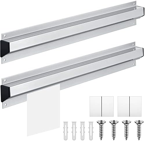 Henoyso 2 Pcs Restaurant Ticket Holder 16/18/24/28/30/32/40/44" Slide Check Rack Receipt Holder Aluminum Silver Order Ticket Rack for Commercial Kitchen Office Cafes Pubs Bar(18 Inch,No Slot) by Henoyso