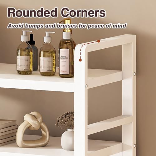 2-Tier Dorm Desk Hutch Top Only Desktop Bookshelf Metal Storage Display Rack Countertop Organizer Over Computer Desk Shelf for Dorm Office with Pegboard and Hooks Set,White,W 37″/95cm - Image 7