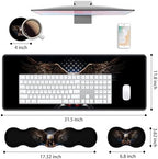 4 in 1 Ergonomic Keyboard Wrist Rest & Mouse Pad Wrist Rest Set, Large XXL Gaming Desk Mat 31.5"x 11.8" with Non-Slip Base, Memory Foam for Home Office Study Gaming, American Flag Bald Eagle - Image 2