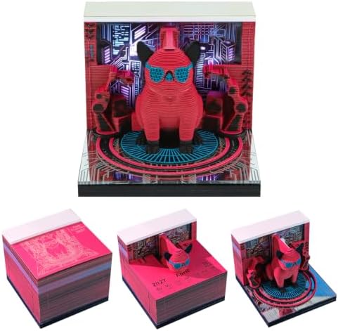 3D Calendar 2027, Tear-Away Desk Calendar, Paper Art Memo Pad, LED Light (French Bulldog) - Image 2