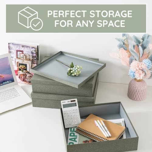 Soul & Lane - Gray Kraft Decorative Storage Boxes with Lids, Set of 3 - Image 5