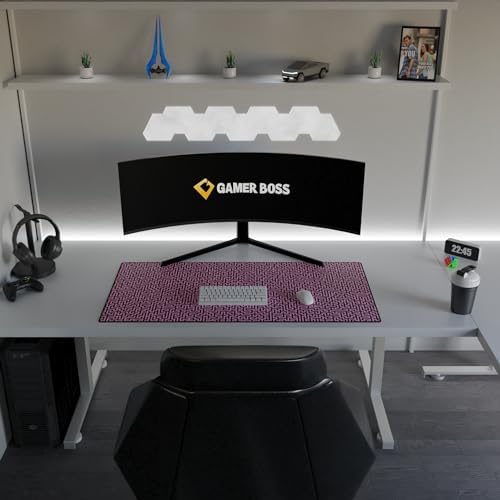 Gamer Boss - Gaming Mouse Pad - 48 x 24 Inches - 4mm Thick with Stitched Edges, Non-Slip Rubber Base, Premium Cloth Mousepad, Desk Mat for Laptop, Keyboard, Computer & PC (Mega, Pink Maze) - Image 3