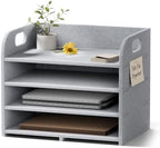 Fluxynara 4-Tier Felt File Organizer with Carry Handles, Soft Gray by FLUXYNARA