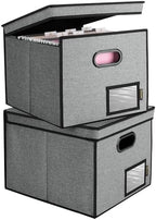 BALEINE File Organizer Box with Lid, Collapsible Hanging File Storage Box by BALEINE