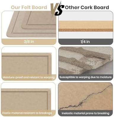 Extra Large Bulletin Board 96" x 48", Felt Pin Board, Beige Brown - Image 6