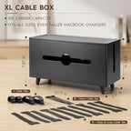 Extra Large Cable Management Box，Wood Cable Organizer Box,Power Strip Box & Organizer for Power Strip, TV Wires & Desk Cable Storage,Hide Desk Cord and Floor Cables (Black) (Black) - Image 2