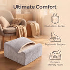 Under Desk Foot Rest with Warm Feet Pocket – Ergonomic Office Footstool, Memory Foam, Washable Cover, Non-Slip Bottom, for Heel & Leg Support, Back Pain Relief (Grey+) - Image 2